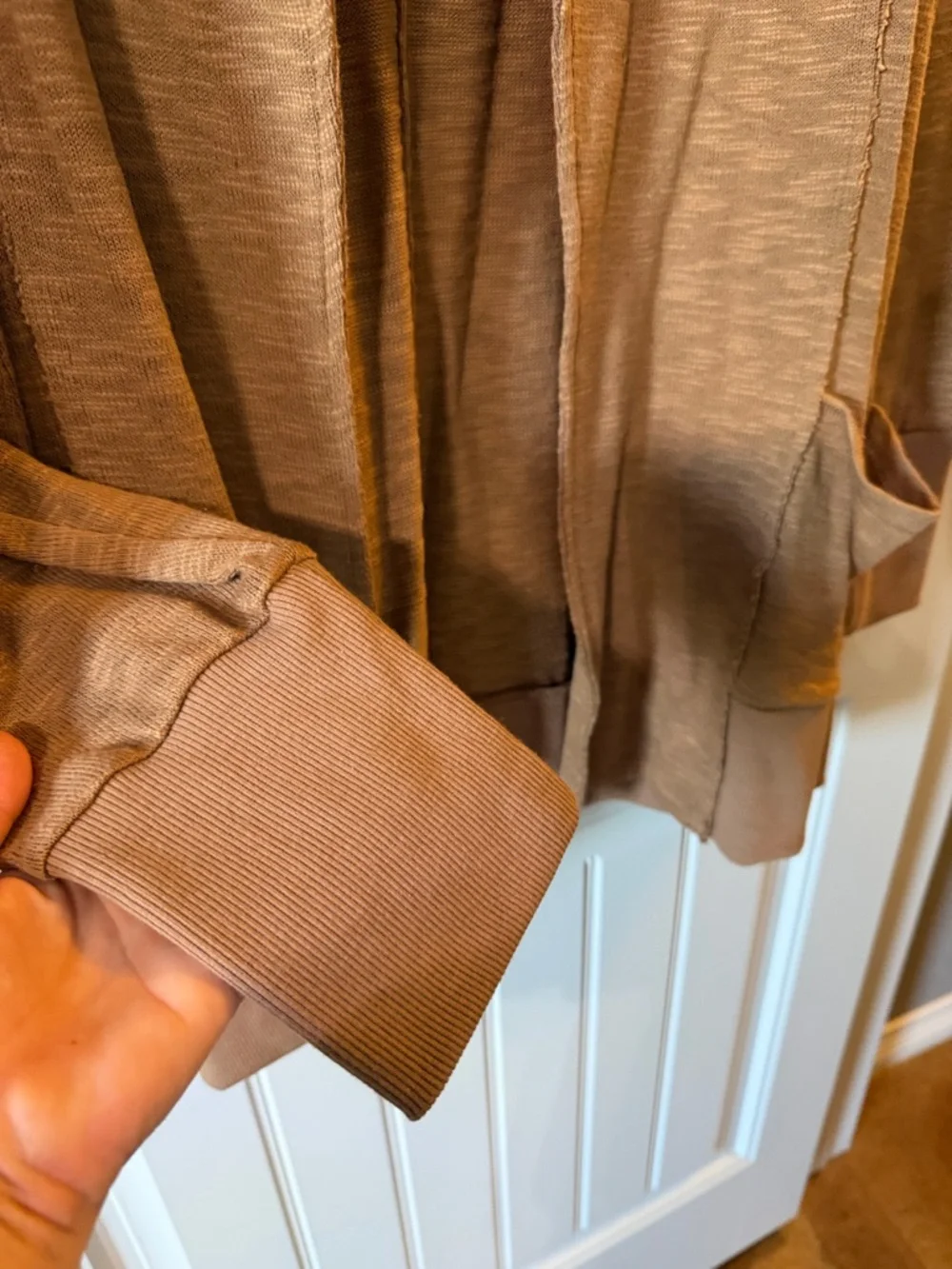 Lightweight Open Front Cardigan Jacket in Camel - Picture 3 of 5